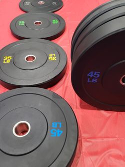 Color Coded Olympic Black Bumper Weight Plates Full Set (2x2.5lb-2x5lb-2x10lb-2x25lb-2x35lb-2x45lb)