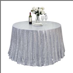 JYFLZQ Silver Round Sequin Tablecloth 70" Sparkly Drape Table Cloths Table Cover Overlay For Wedding Birthday Party Baby Bridal Shower