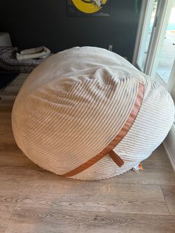 Large Cream Corduroy Bean Bag Chair