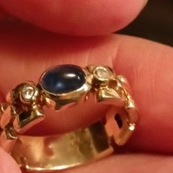 14K Blue Cabochon Ring Available 