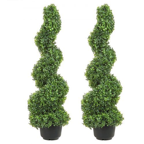 VEVOR 2 pcs. Artificial Boxwood Tower Topiary Spiral Artificial Plant 91cm high Decorative Plant Green Plastic PE Iron Topiary Plants incl. 10 pcs. Re