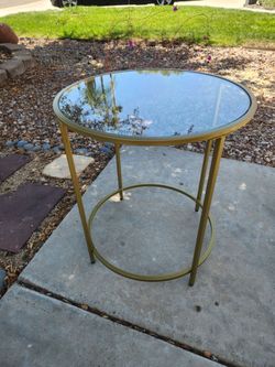 Gold glass top accent table