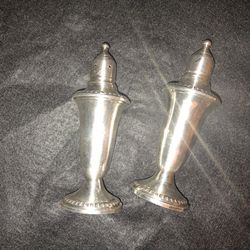 Sterling Silver Weighted Salt And Pepper Shakers "Empire"