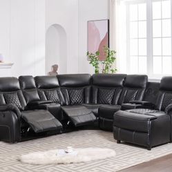 $1349 Black Reclining Sectional With Bluetooth Speaker Delivered Today!