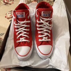 Converse Unisex Chuck Taylor All Star Madison Mid High Canvas Sneaker - Lace up Closure Style - Red White