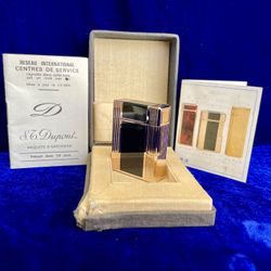 Vintage Black Lacquer Short ST DuPont Lighter Super Mint Condition Works 1 Year Warranty 