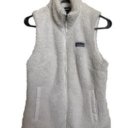 Patagonia Vest Women’s Small White Los Gatos Deep Pile Fleece Full Zip Sleeveless 