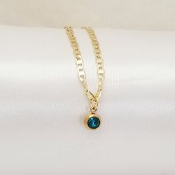Turquoise Stone Minimalist Choker. 14K Gold Plated.  New
