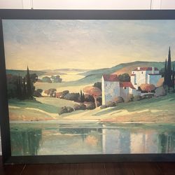 Artwork with black wooden trim