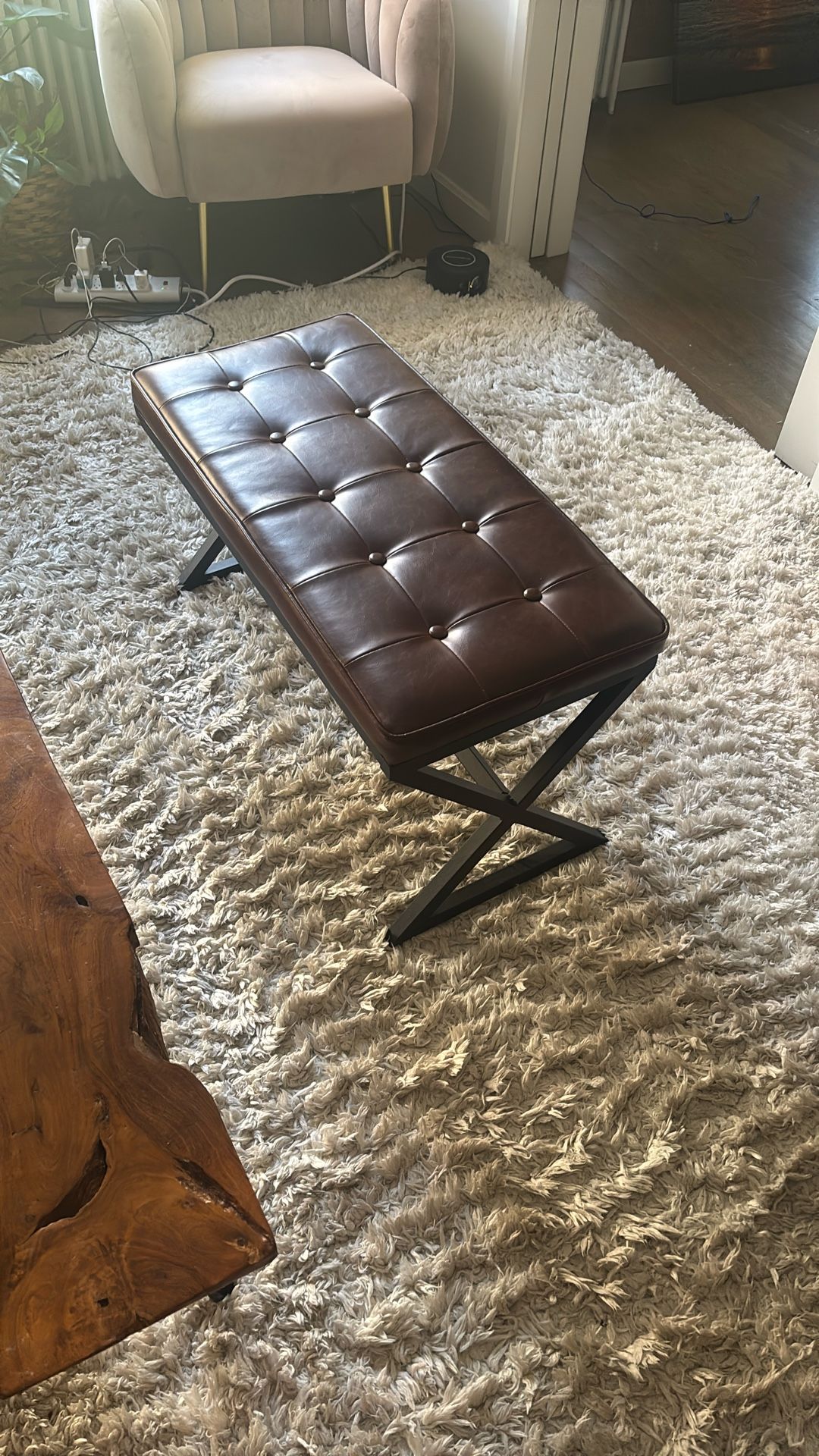 Brown Leather Bench
