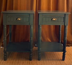 Pair of “Distressed Teal Nightstands w/Drawer and Shelf