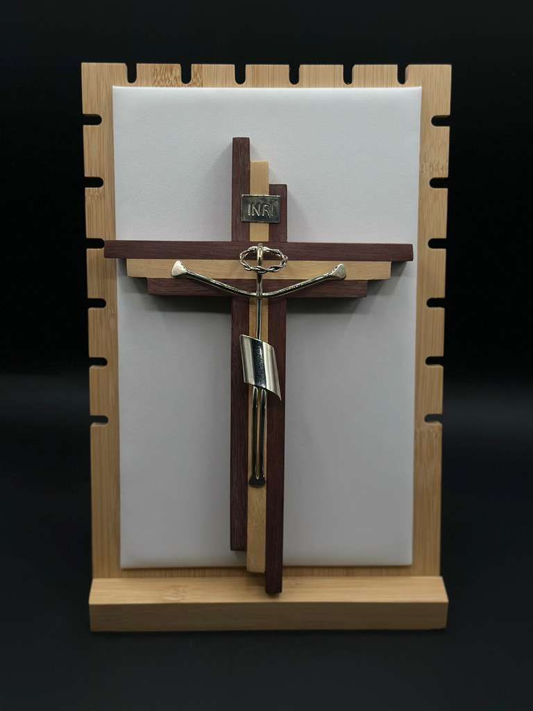 Wooden Cross with silver-plated Christ