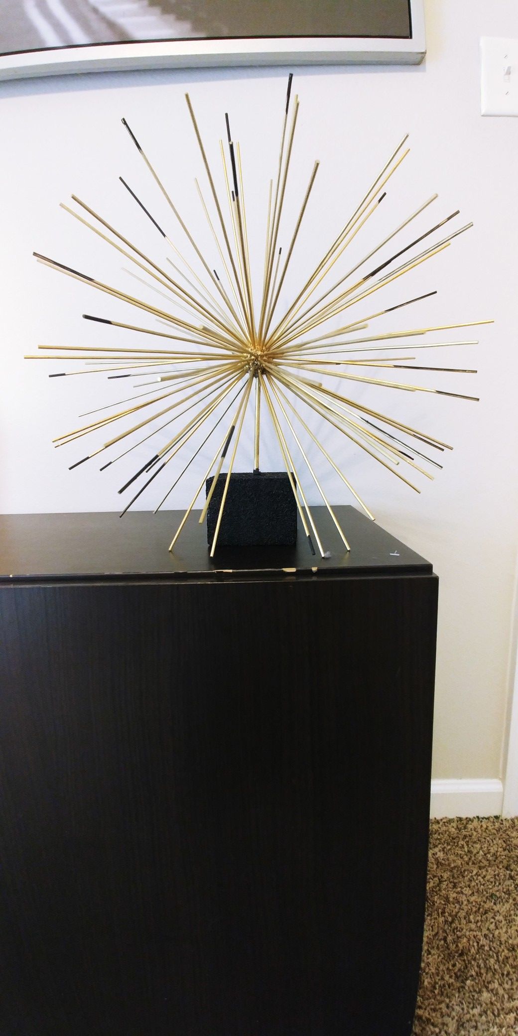 Handmade Gold Black Starburst Spikes Bamboo Home Decor Office Contemporary Unique Statue