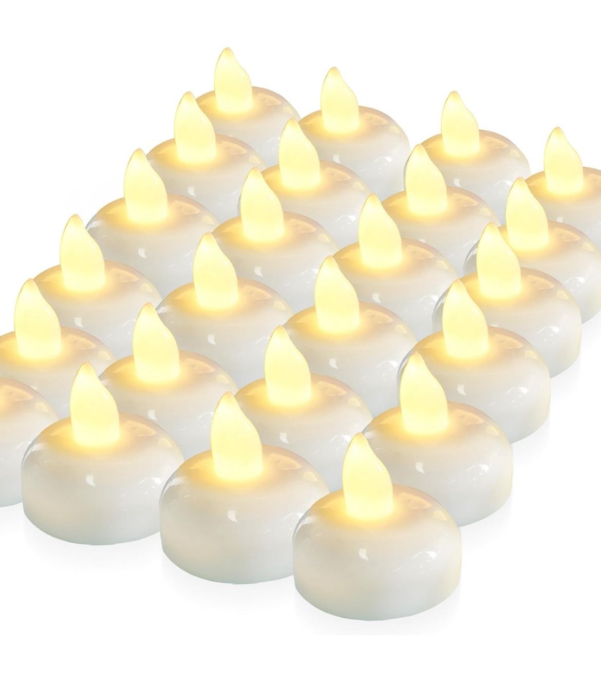 50 Pack Waterproof Flameless Floating Tealights, Warm White Battery Flickering LED Tea Lights Candles - Wedding, Party, Centerpiece, Pool & SPA