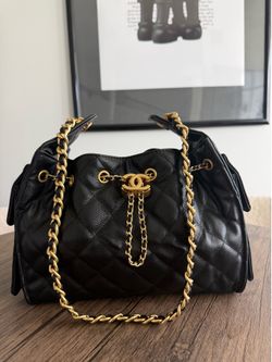 Chanel 25 Small Black with Gold Hardware Caviar Leather