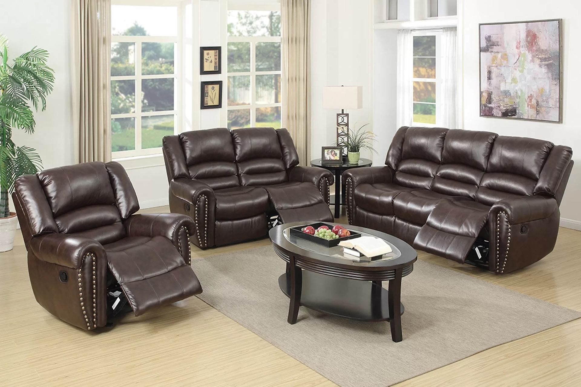 DARK BROWN 3 PC RECLINER SET