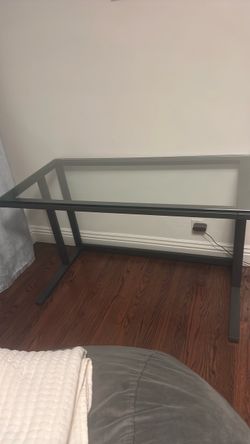 Glass Top Desk with Metal Frame