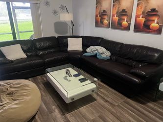 Leather sectional