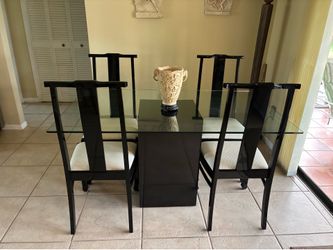 Black Lacquer Designer Dining Room Set