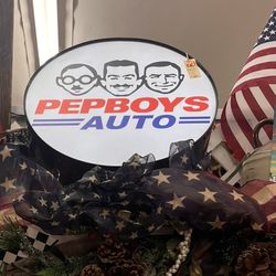 Lighted Pep Boys Round Sign
