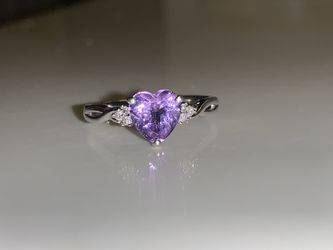 Amethyst heart diamond ring