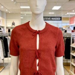 NWT Steve Madden Red Cardigan W/ Velvet Ties Size Medium 