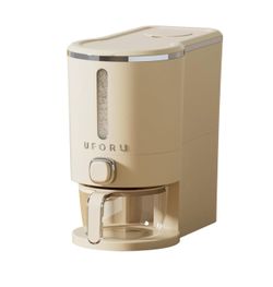 UFORU Rice Dispenser 13 LB,Airtight Storage Container With Measuring Cup Cream White Rice Holder,Sealed Design Helps Protect Rice,Cereal and Dry Foods