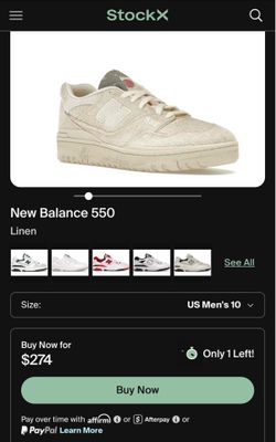 New Balance 550 Linen / Crimson, Men’s Size 10