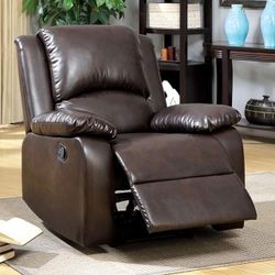 RUSTIC DARK LEATHERETTE-RECLINER-CHAIR - SILLA RECLINABLE