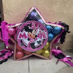 Minnie Mouse Star Shaped Pinata With Balls