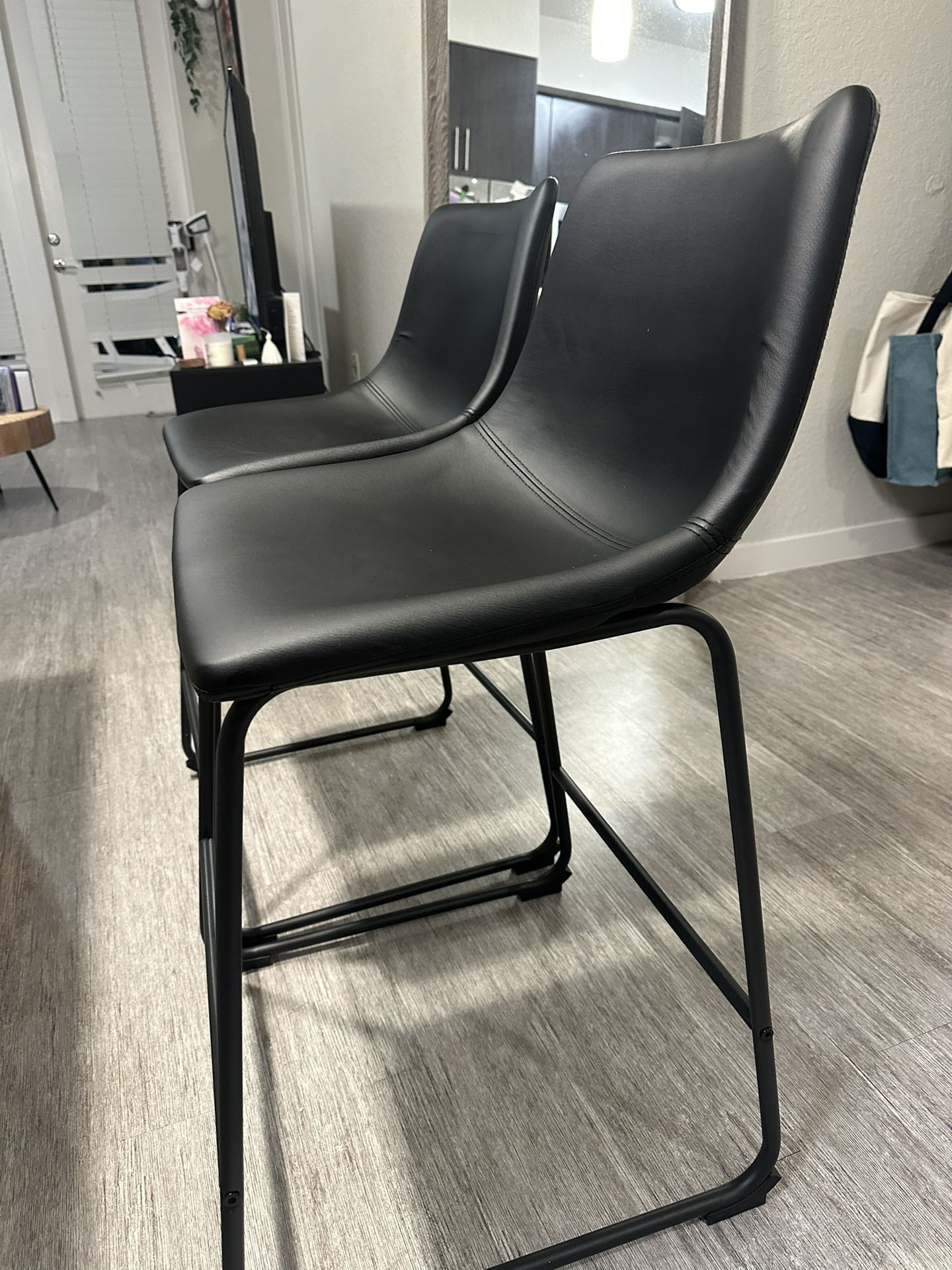 2 Black Bar Stools