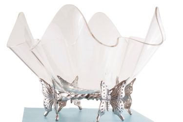 Arthur Court Butterfly Stand with Acrylic Bowl