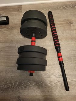 Adjustable Dumbbell Set with Barbell Bar