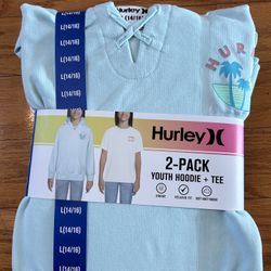 NWT Hurley girl’s hoodie & Tee 2pcs set Size L 14/16