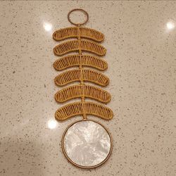 World market paper rope Rattan metal shell moon wall hanging