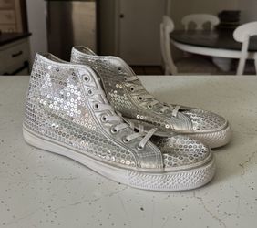 Balera silver sequin high top dance sneaker size 8