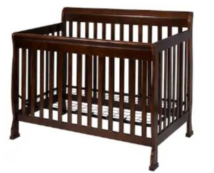 New Coffee Pine Wood Baby Crib Convertible to Toddler Bed