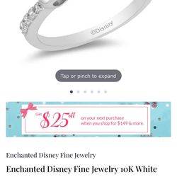 Enchanted Disney Fine Jewelry 10K White Gold 1/4 CTTW Snow White Promise Ring
