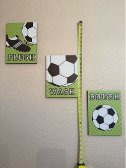 Soccer wall decor canvas bathroom art