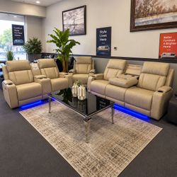 Modern 3 piece power reclining sofa set