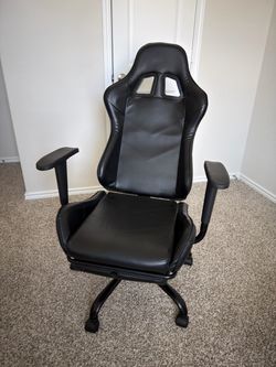 Black Office Fully Reclinable Chair with footrest