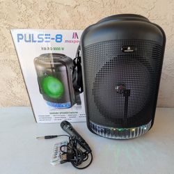 Maxpower Pulse8 Bluetooth Speaker W Lights, Mic & Remote