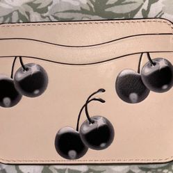 Wavy Card Case In Coachtopia Leather With Cherry Print. (SOLD OUT ONLINE)