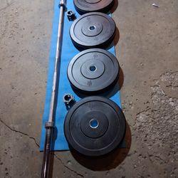 Olympic Rubber Coated Weights /7FT BAR/CLAMP 