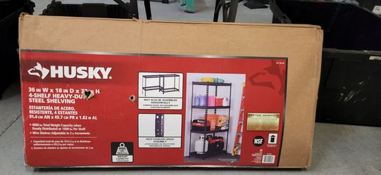 Husky 36x18x72 4-Shelf Heavy-Duty Steel Shelving