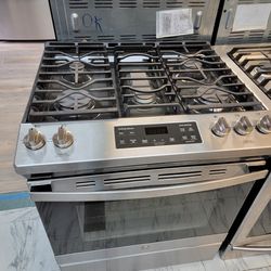 Gas Stove Glass Top Stainless Steel Slide In