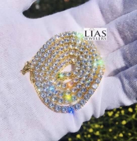 New 18k Yellow Gold Tennis Chain 