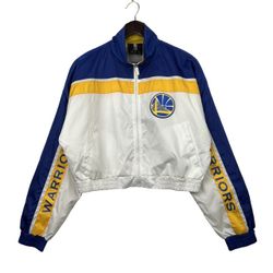 VINTAGE NBA Golden State Worriors Cropped Top Windbreaker Womens  SZ  MEDIUM 