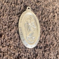 St. Christopher Medal Sterling Theda Travel Protection Pendant .