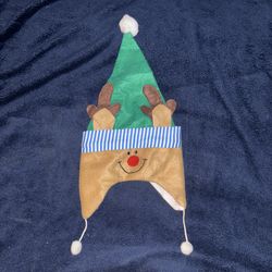 Kids Christmas reindeer stocking hat